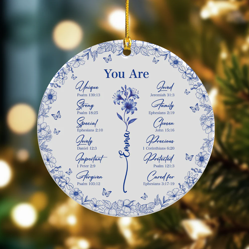 God Says You Are Christian Toile De Jouy Style - Personalized Ceramic Ornament HA75 897158 - Image 2