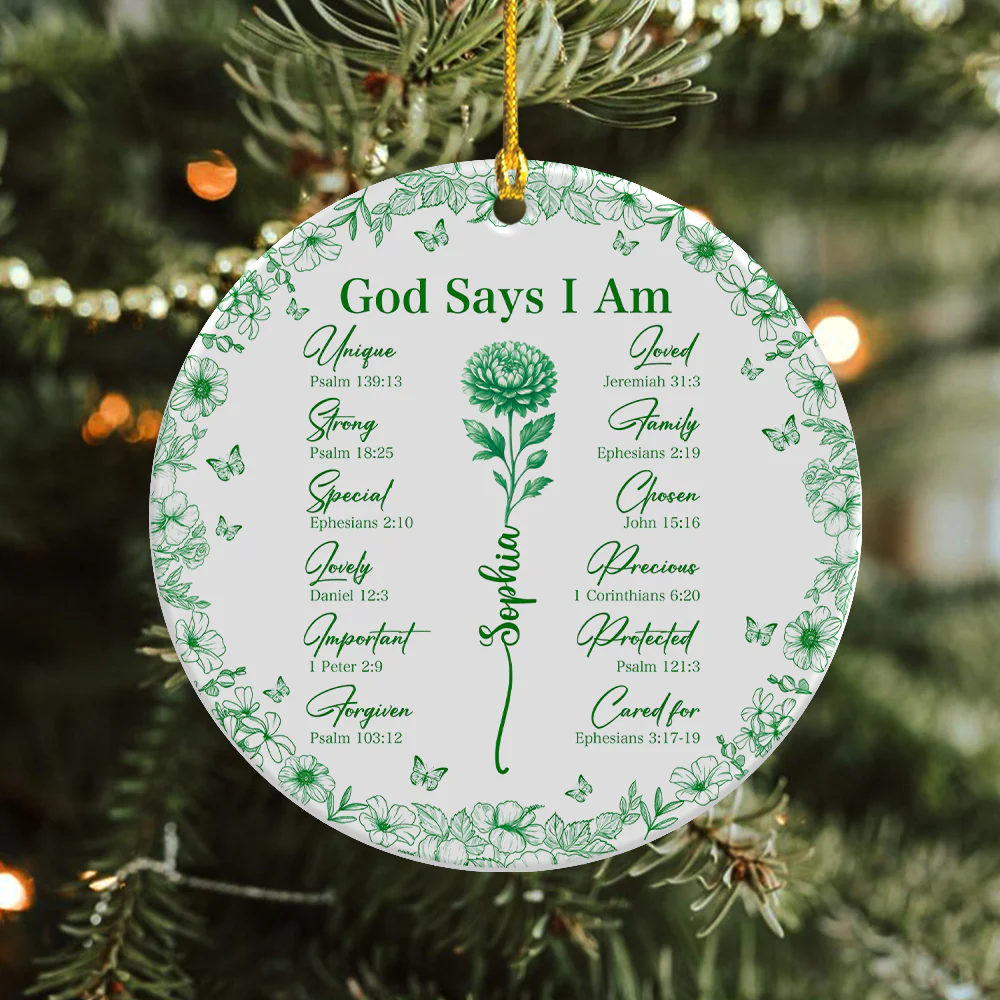 God Says You Are Christian Toile De Jouy Style - Personalized Ceramic Ornament HA75 897158 - Image 7