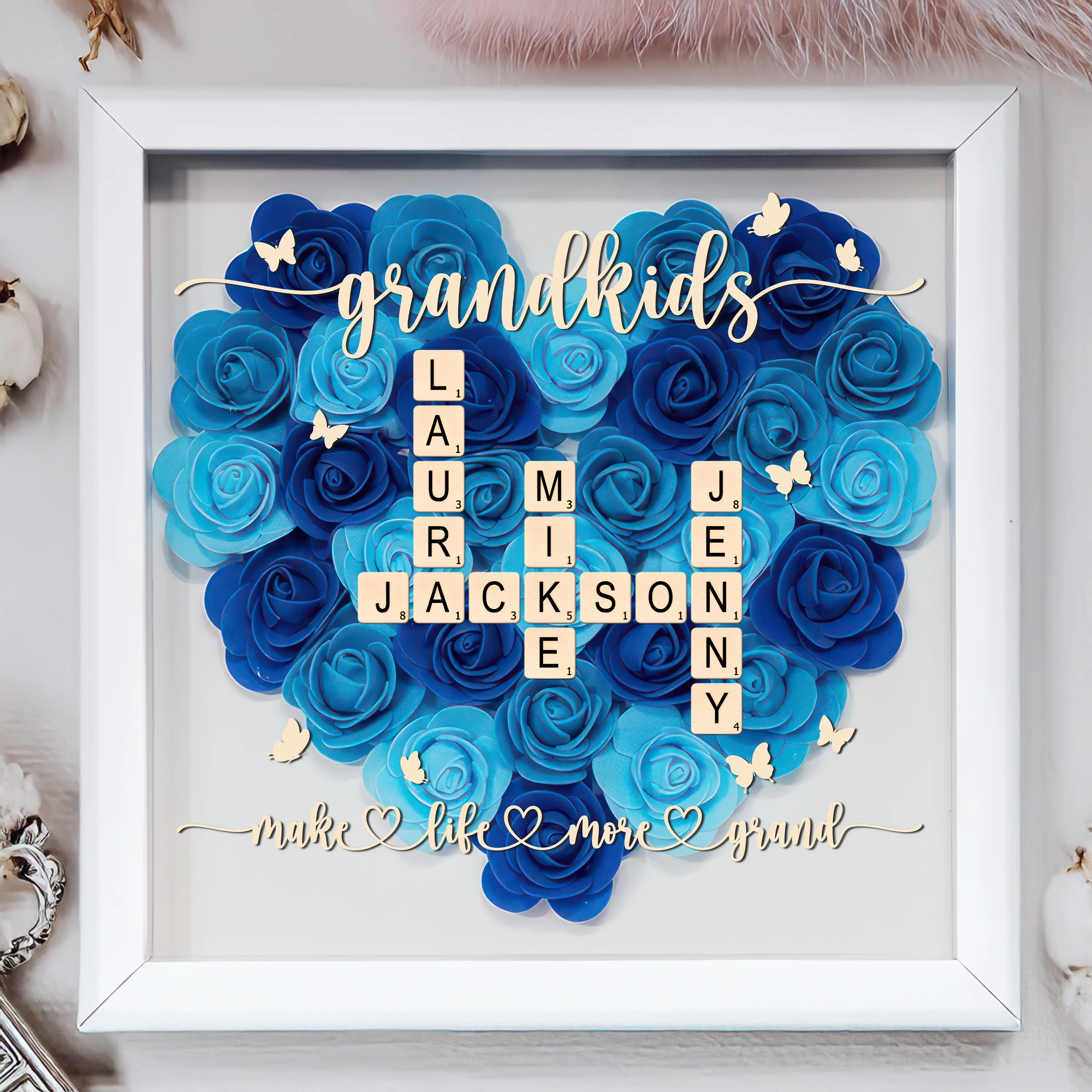 Grandkids Make Life More Grand Personalized Flower Shadow Box Mother's Day Gift For Grandma HA75 892050 - Image 4