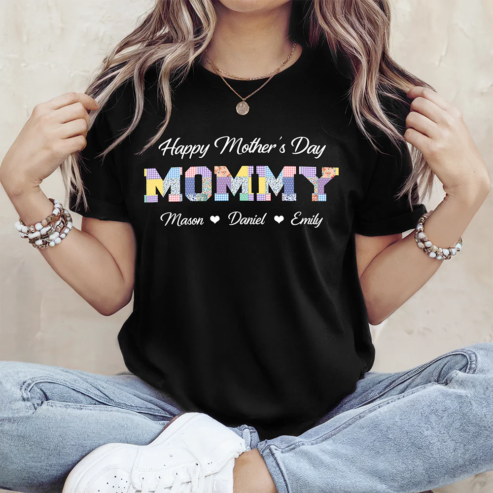 Grandma Title Patchwork Personalized Dark Shirt Happy Mother's Day Gift HA75 920704 - Image 2