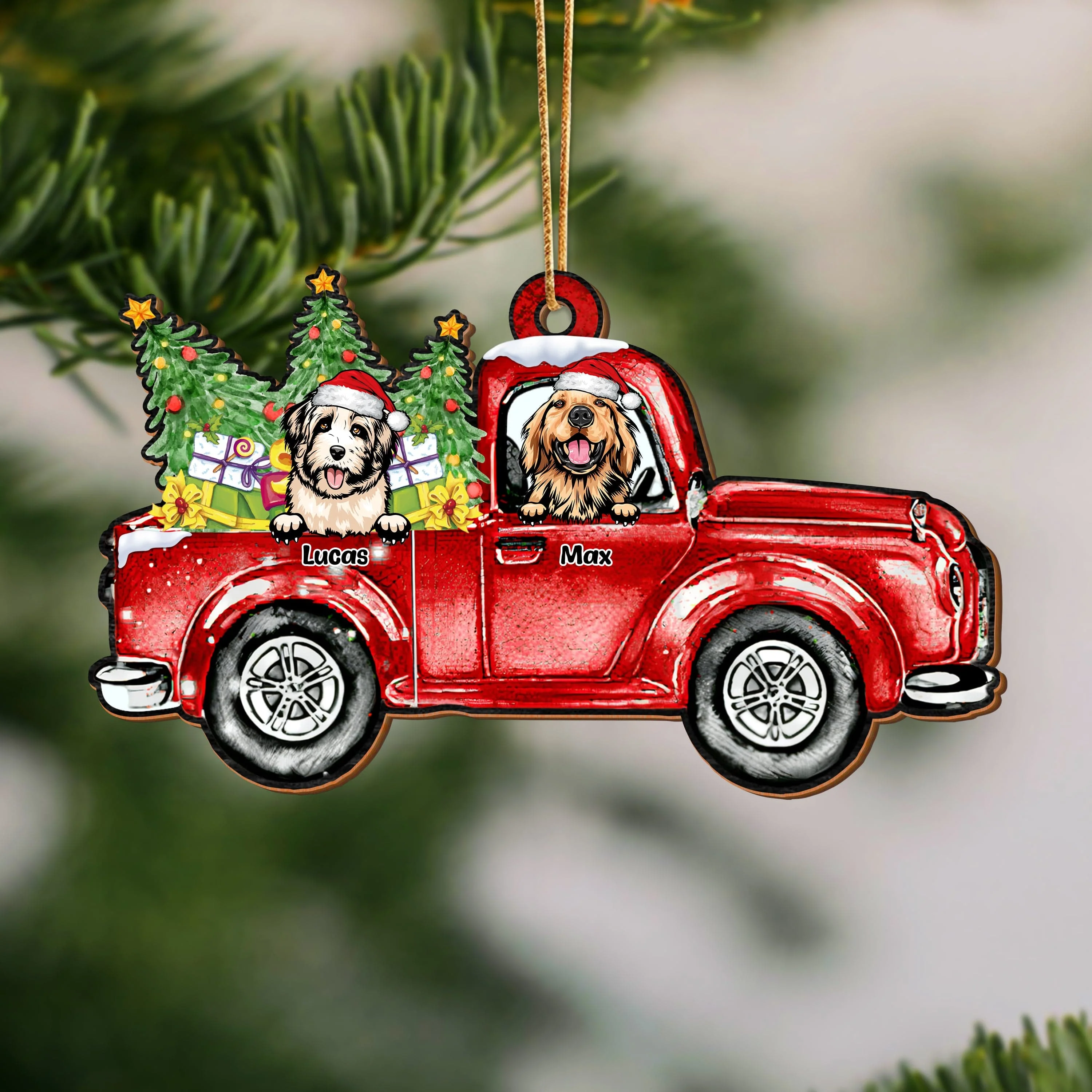 Happy Christmas With Dog Personalized Gift Wood Ornament HA75 891282 - Image 3