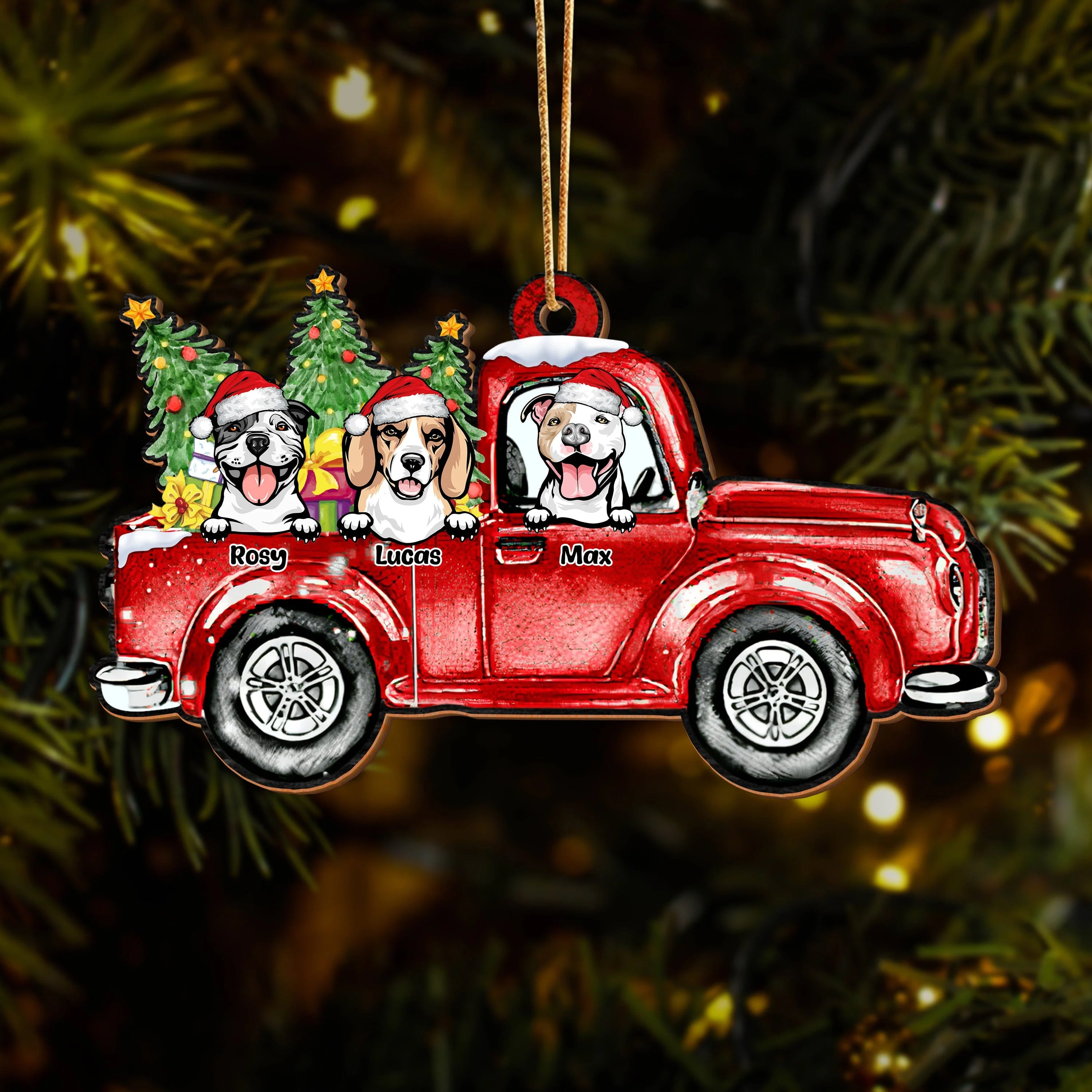 Happy Christmas With Dog Personalized Gift Wood Ornament HA75 891282 - Image 4