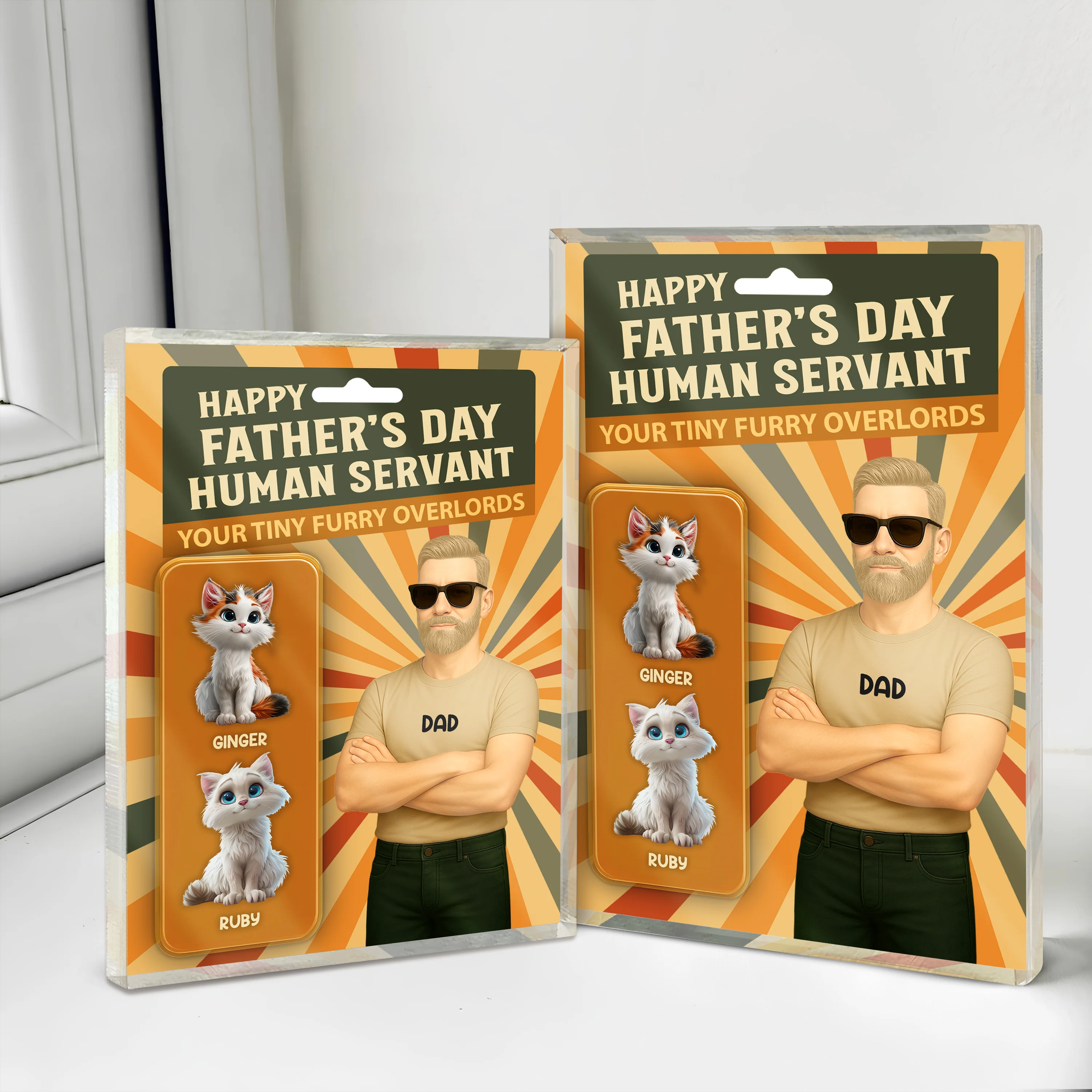 Happy Father's Day Human Servant Cat Dad Figure Personalized Acrylic Block Plaque HA75 892354 - Image 6