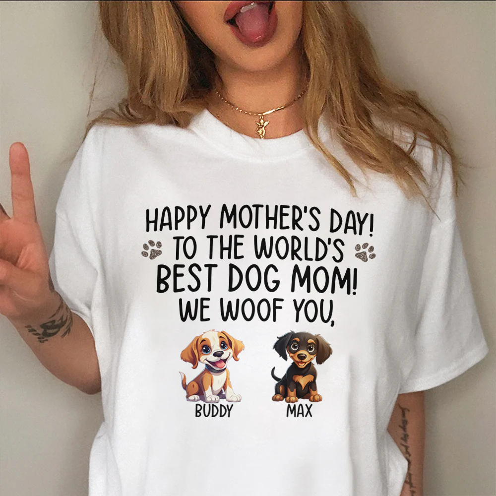Happy Mother's Day Best Dog Mom, I Woof You Personalized Shirt For Dog Lovers HA75 891922 - Image 2