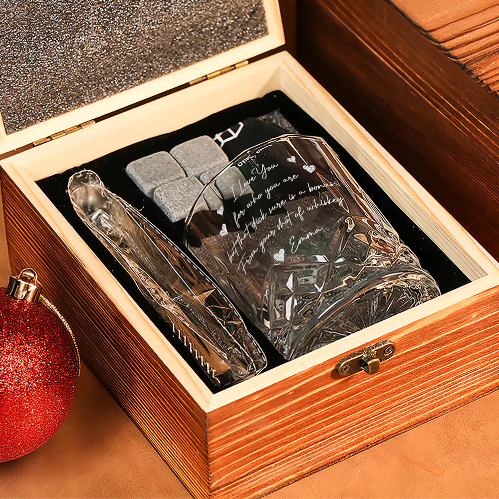 I Love You For Who You Are Couple Personalized Engraved Whiskey Glass Set with Wooden Box HA75 898038 - Image 5
