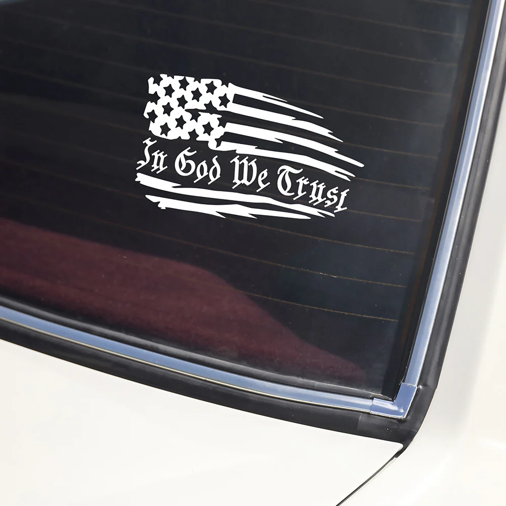 In God We Trust Decal Sticker - American Flag Car Window Decal Sticker HA75 898374 - Image 4