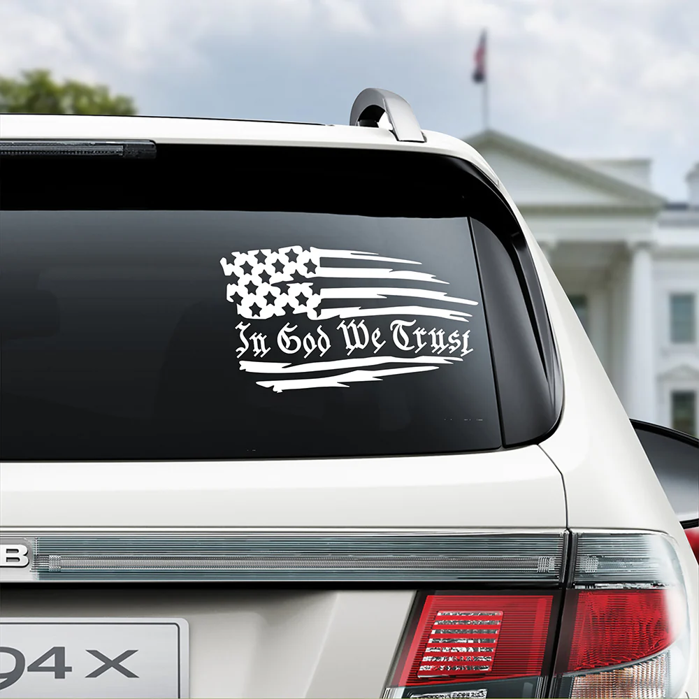 In God We Trust Decal Sticker - American Flag Car Window Decal Sticker HA75 898374 - Image 5