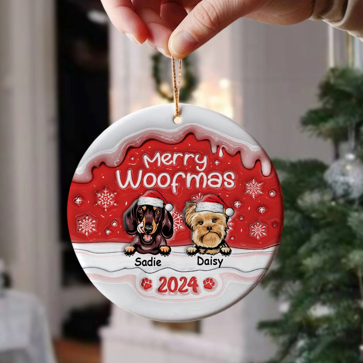Merry Woofmas Dog Personalized 3D Inflated Effect Printed Ornament N304 HA75 891474 - Image 3