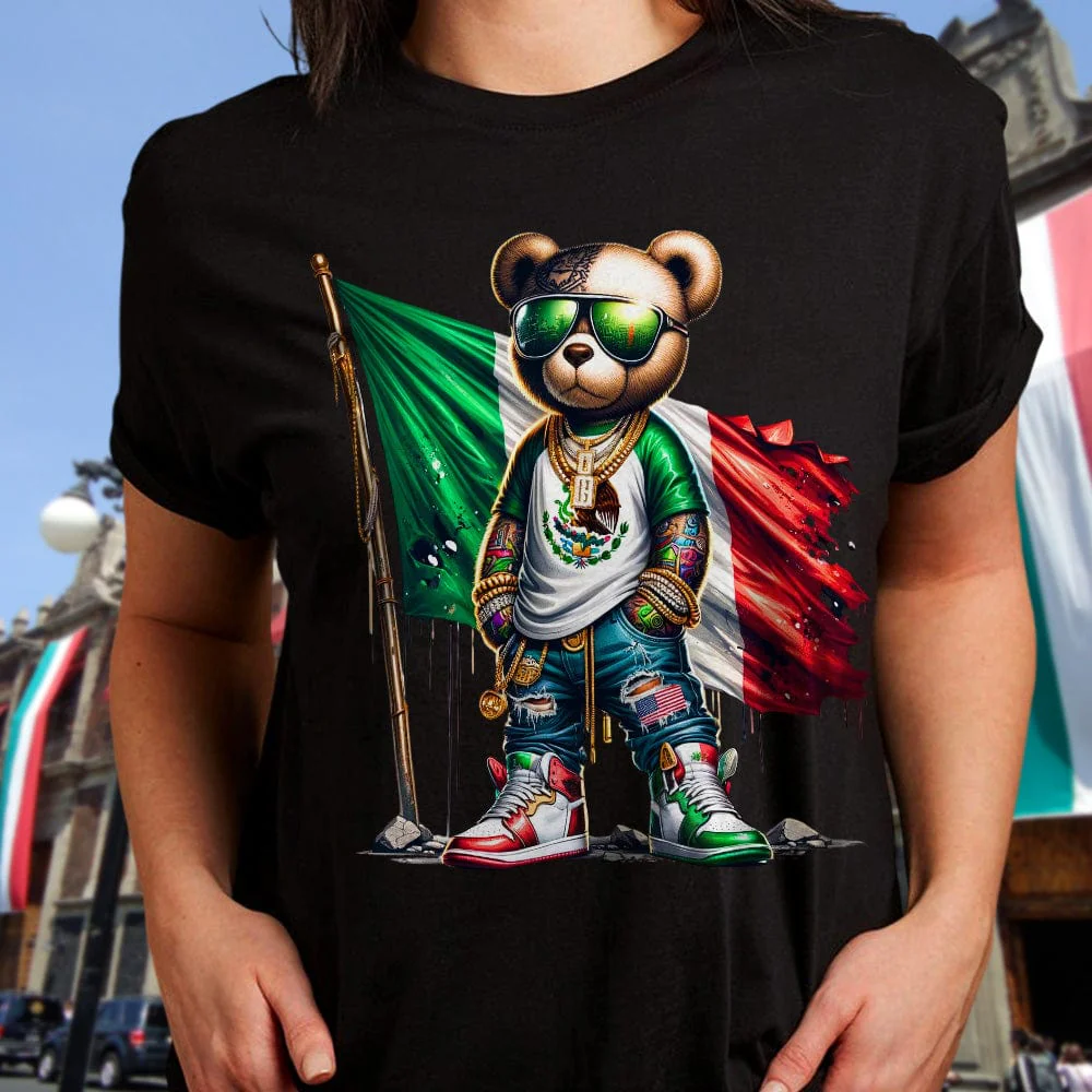 Mexico Flag Teddy, Cartoon Bear, Cool Mexican Flag Bear Dark Shirt HA75 891512 - Image 2