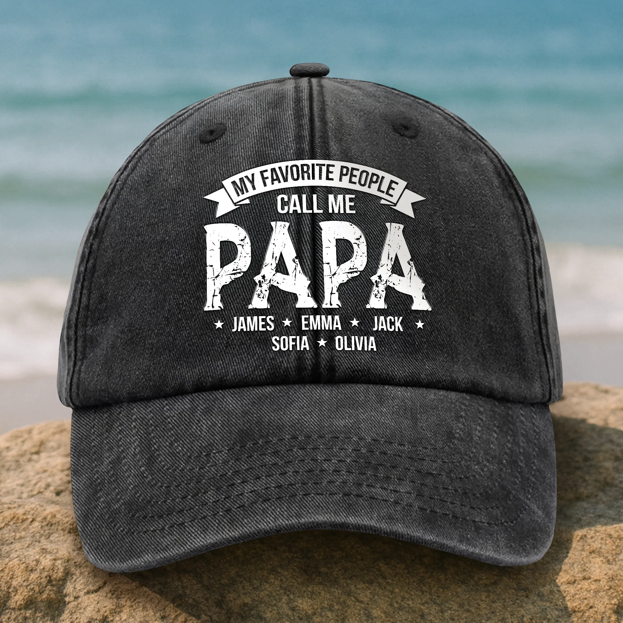 My Favorite People Call Me Daddy Washed Denim Baseball Cap HA75 892490 - Image 4