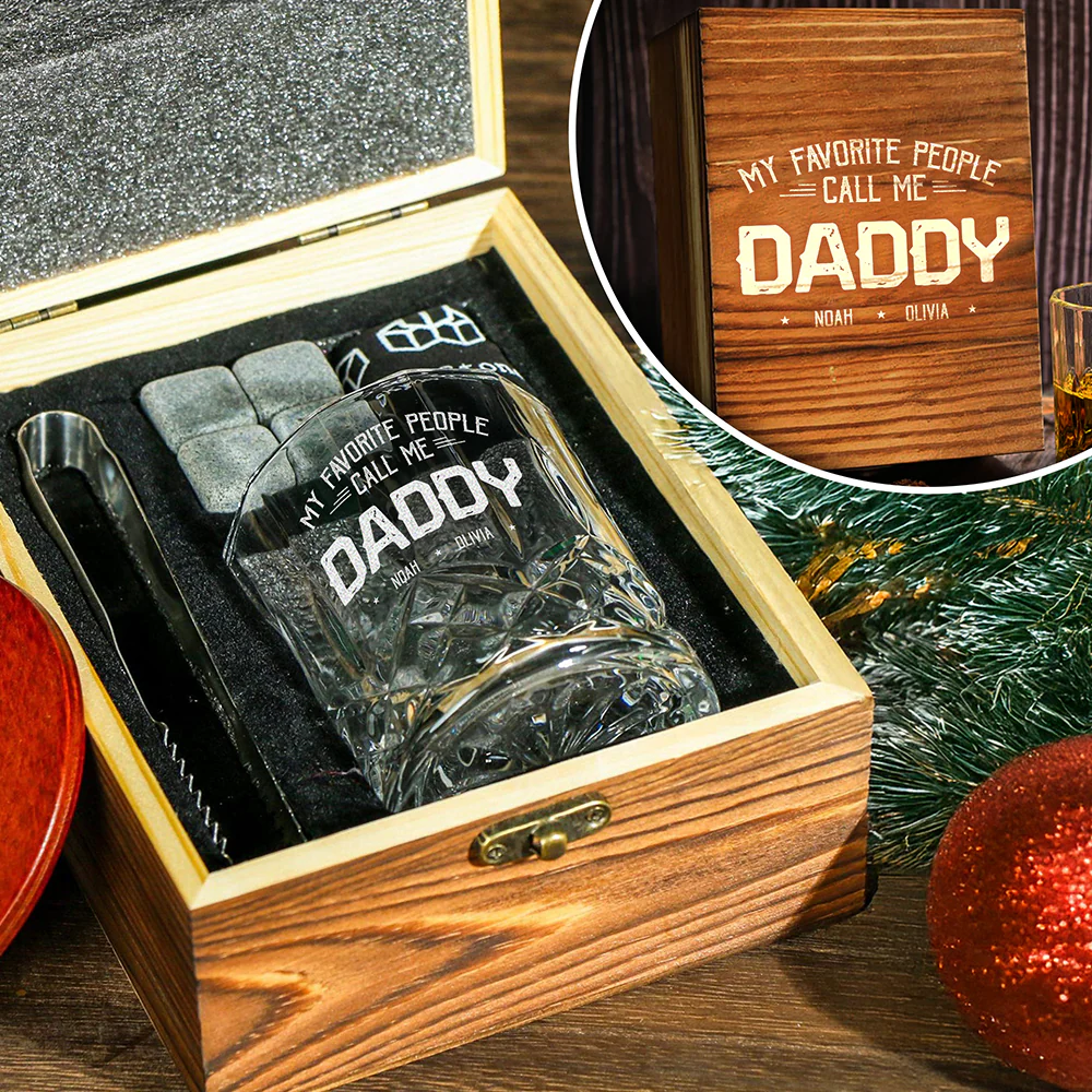 My Favorite People Call Me Papa Engraved Whiskey Glass Set with Wooden Box HA75 898036 - Image 4