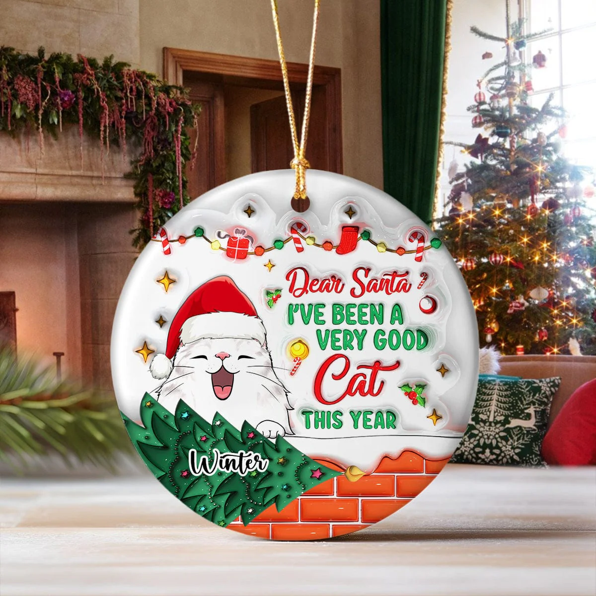 On The Naughty List And I Regret Nothing Cat Personalized 3D Inflated Effect Printed Ornament N304 HA75 891510 - Image 5