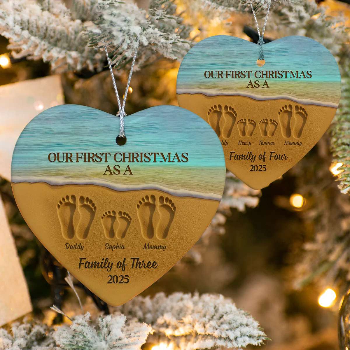 Our First Christmas As A Family Heart Shaped Ceramic Ornament HA75 897474 - Image 6