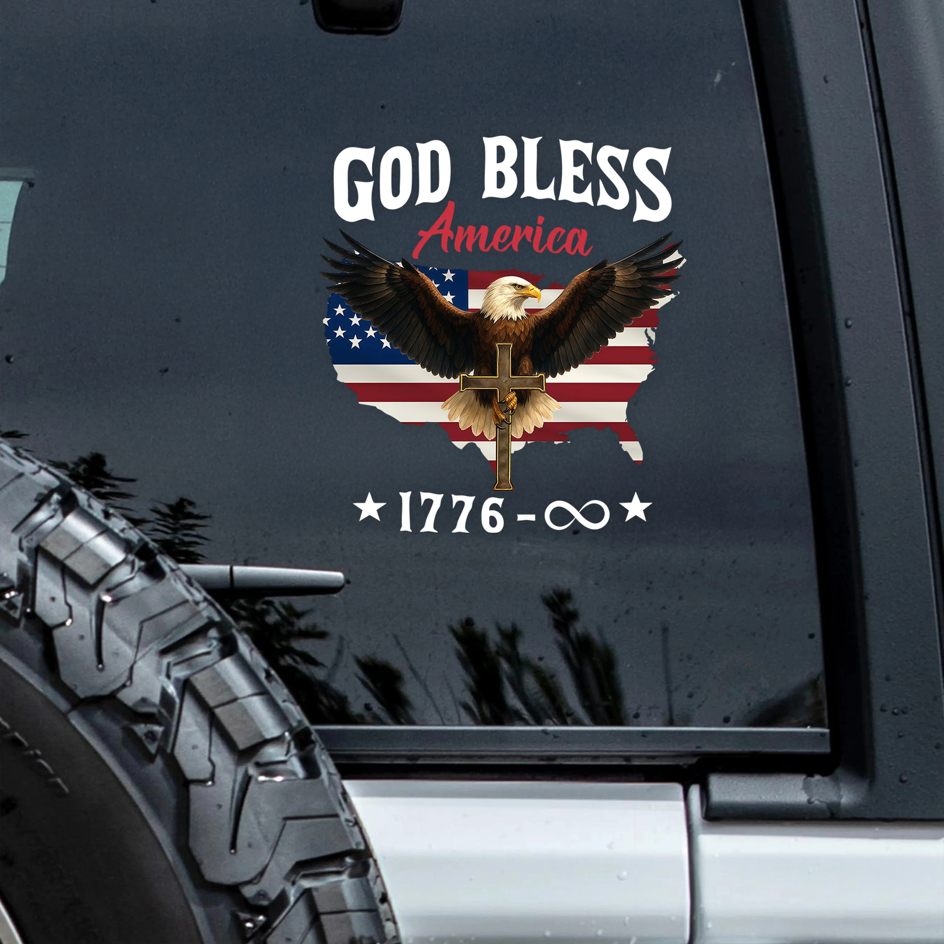 Patriotic 250th Anniversary God Bless America Eagle Car Window Decal Sticker HA75 920192