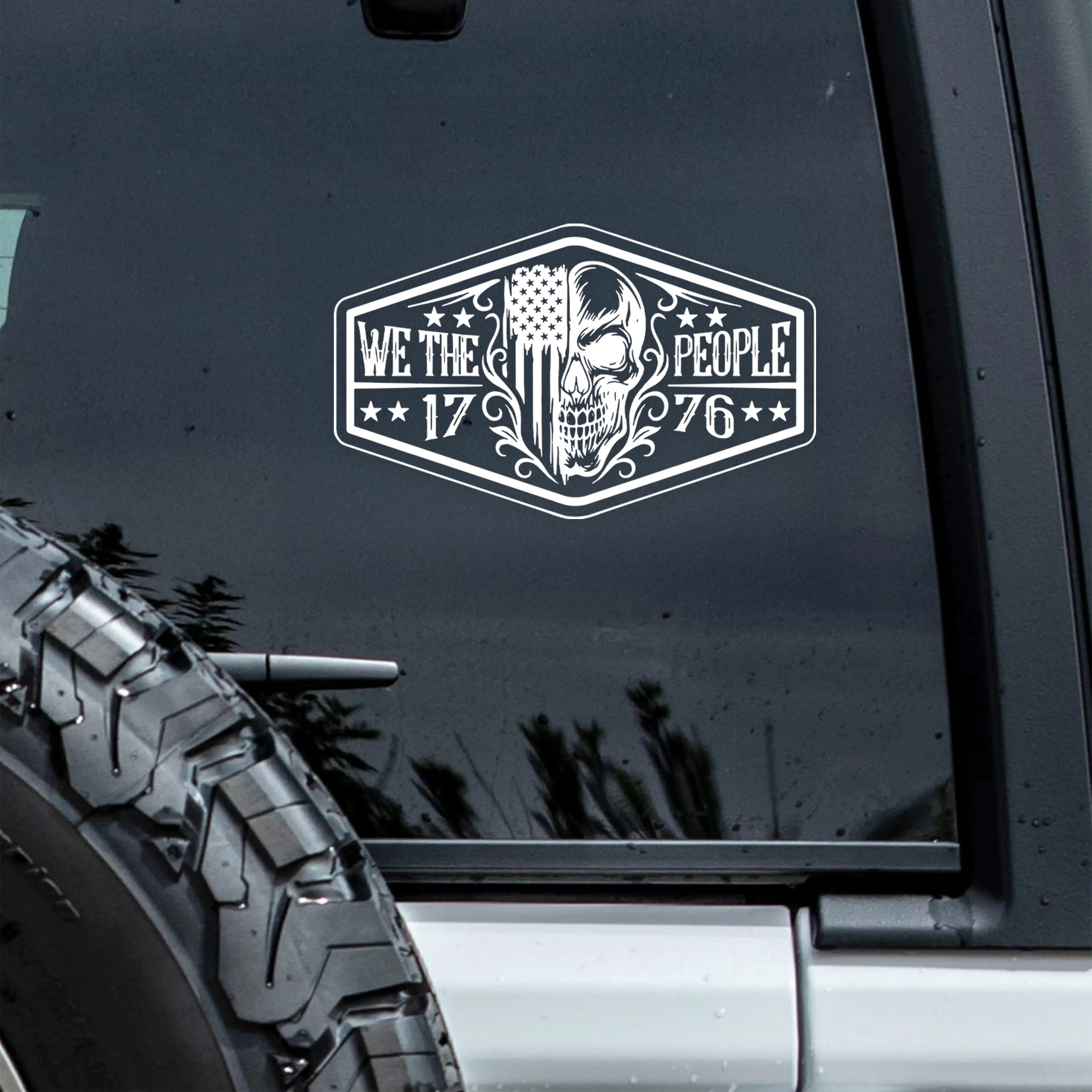 Patriotic We the People USA Flag Skull America 1776 Car Window Decal Sticker HA75 898966