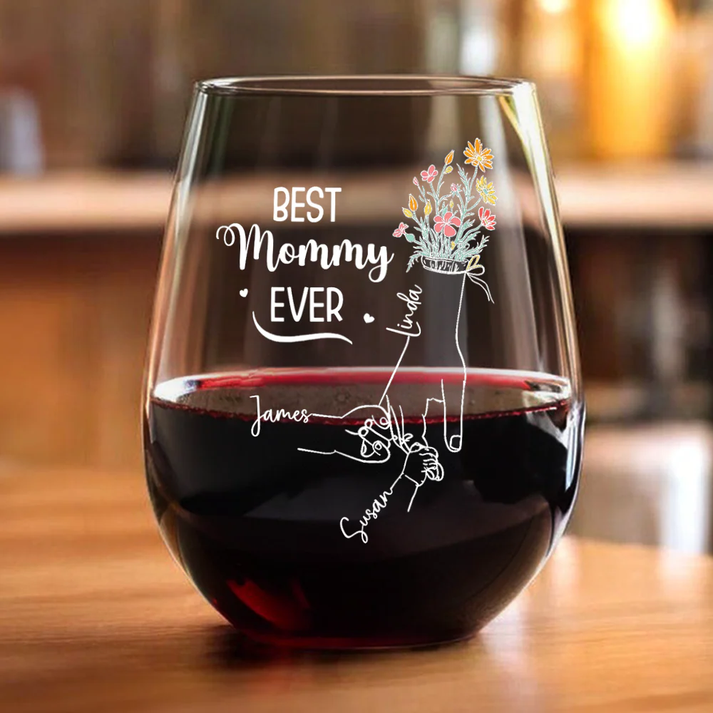 Personalized Best Mom Ever Wine Glass Christmas, Birthday Gift For Mom HA75 892954 - Image 4
