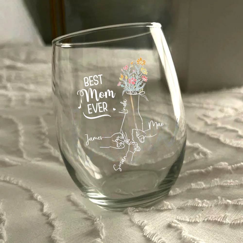 Personalized Best Mom Ever Wine Glass Christmas, Birthday Gift For Mom HA75 892954 - Image 5