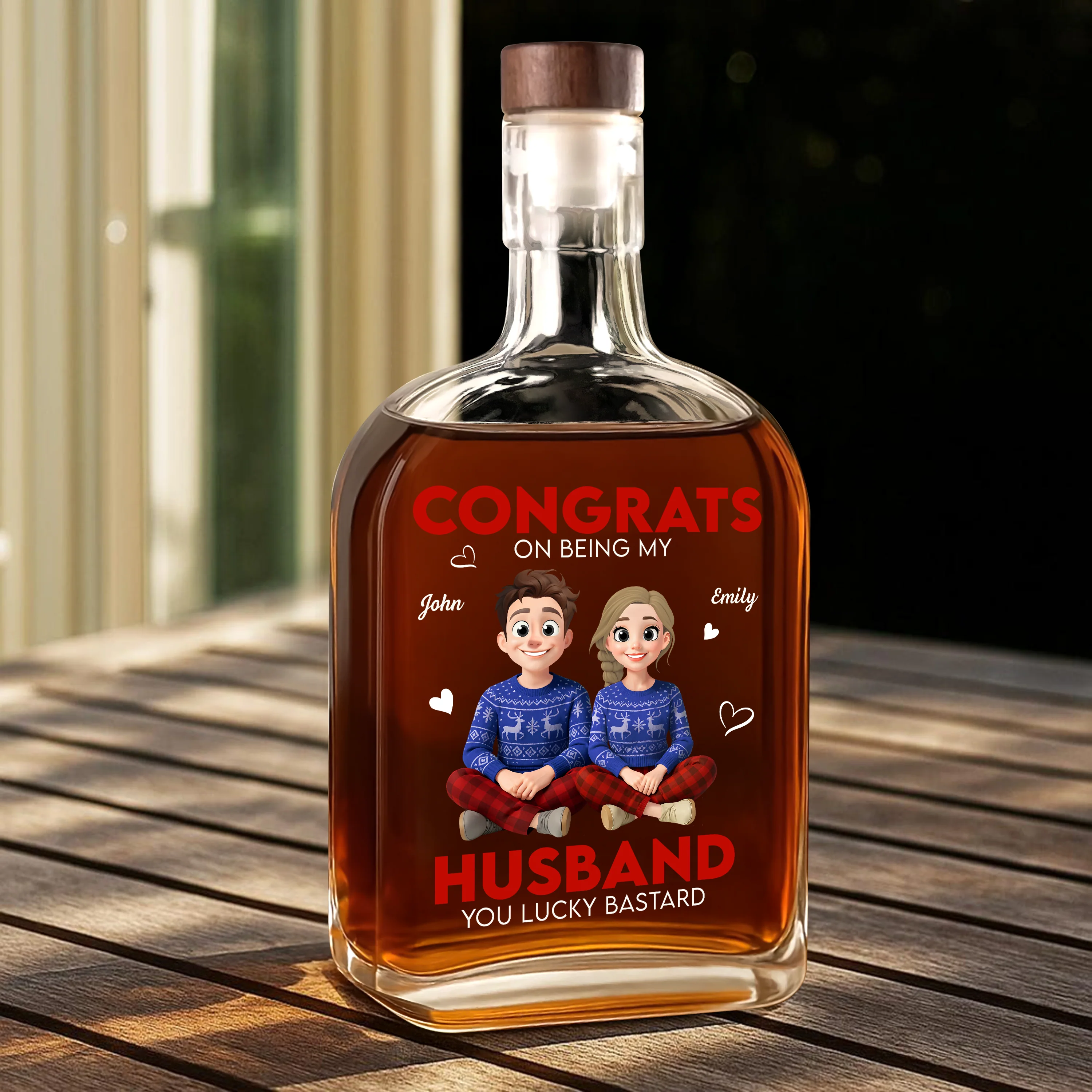 Personalized Congrats On Being My Husband You Lucky Bastard Whiskey Bottle HA75 897988 - Image 5