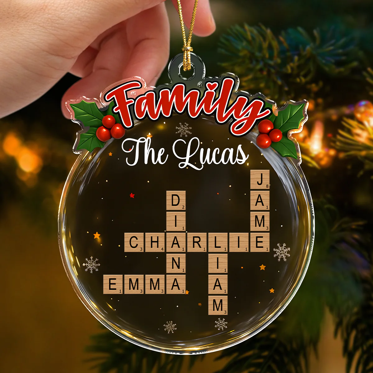 Personalized Crossword Style Family Keepsake Acrylic Ornament Christmas Gift HA75 897690 - Image 5