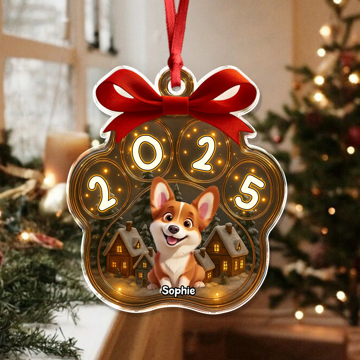 Personalized Cute Dog Paw Christmas Acrylic Ornament HA75 897570 - Image 5