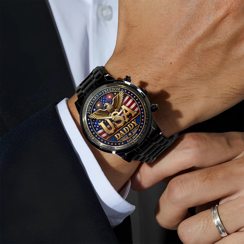 Personalized Dad Grandpa 250 Years Of Freedom Men's Wrist Watch Gift For Dad, Grandpa HA75 921346 - Image 4