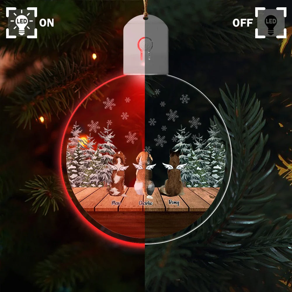 Personalized Dog Angels Memorial Circle Led Acrylic Ornament HA75 891676 - Image 2