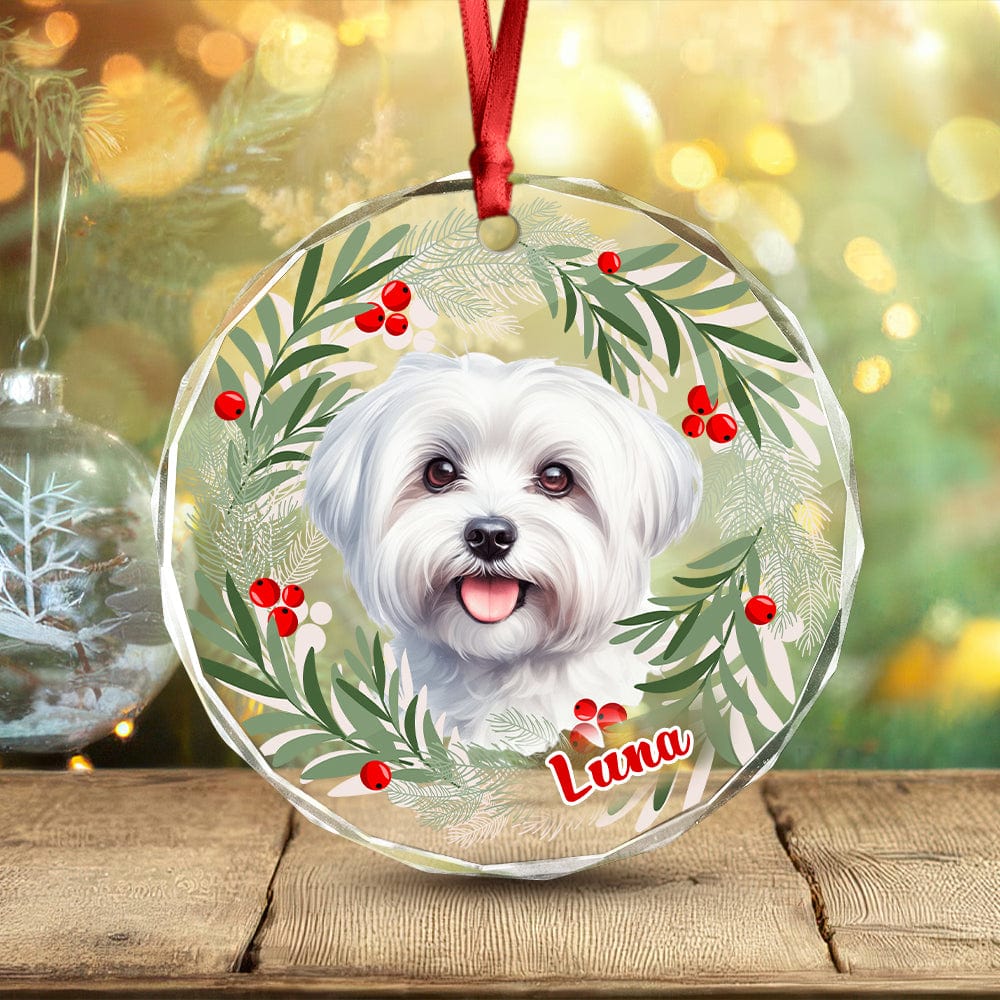 Personalized Dog Christmas Glass Ornament For Christmas HA75 891570 - Image 2