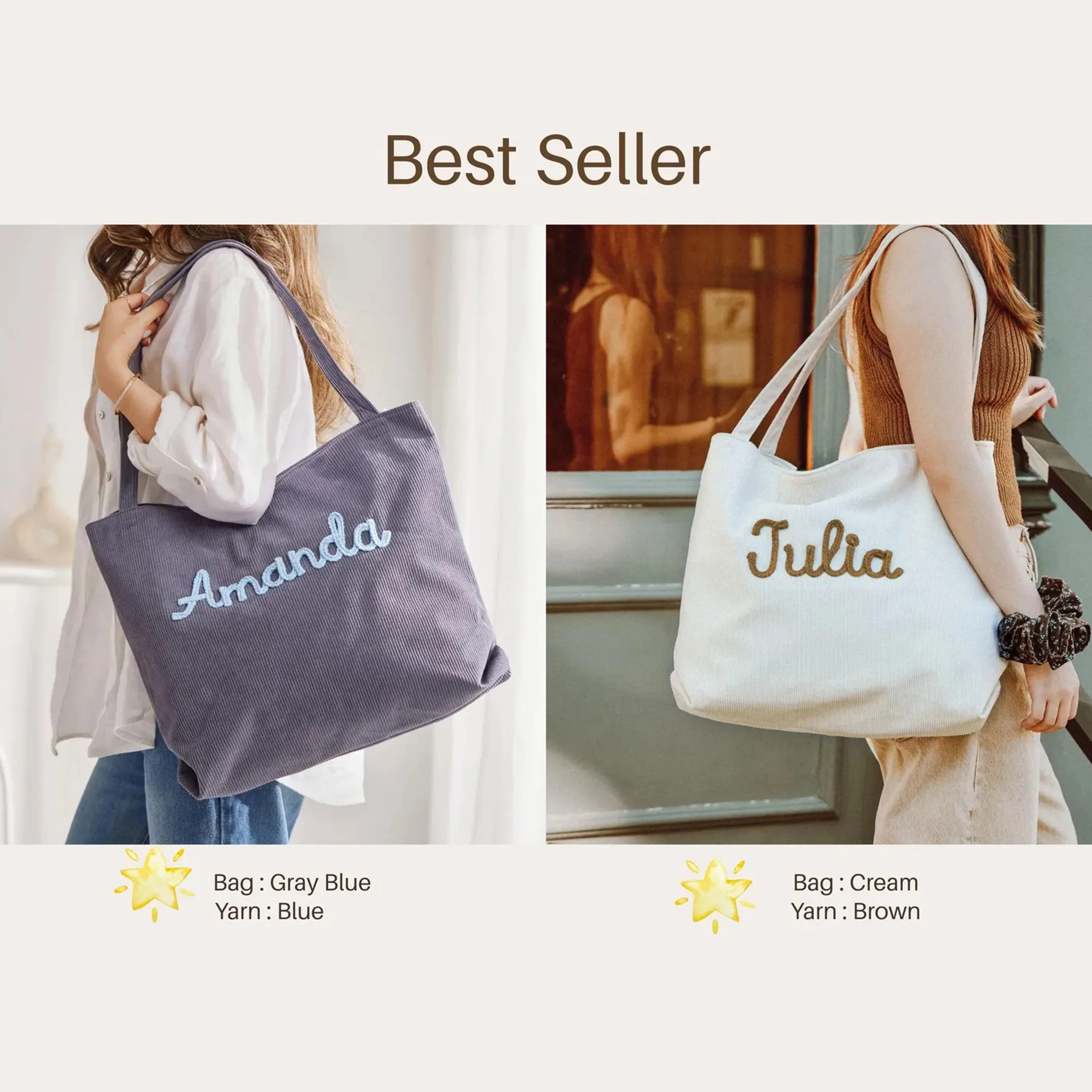 Personalized Embroidered Corduroy Tote - Bridesmaid Gift, Everyday Essential & Weekender HA75 920584 - Image 10