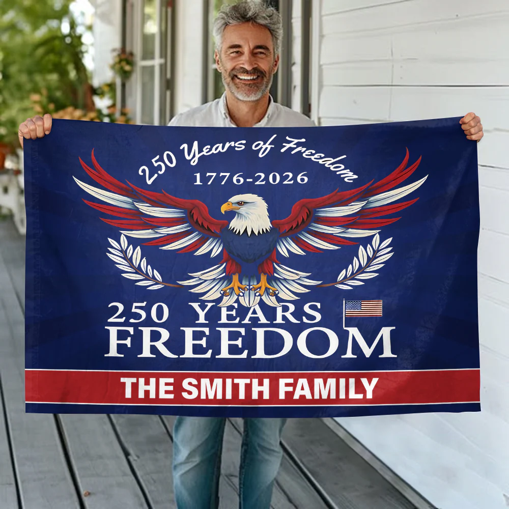 Personalized Family Name 250 Years of Freedom Patriotic Banner House Flag HA75 898794 - Image 3