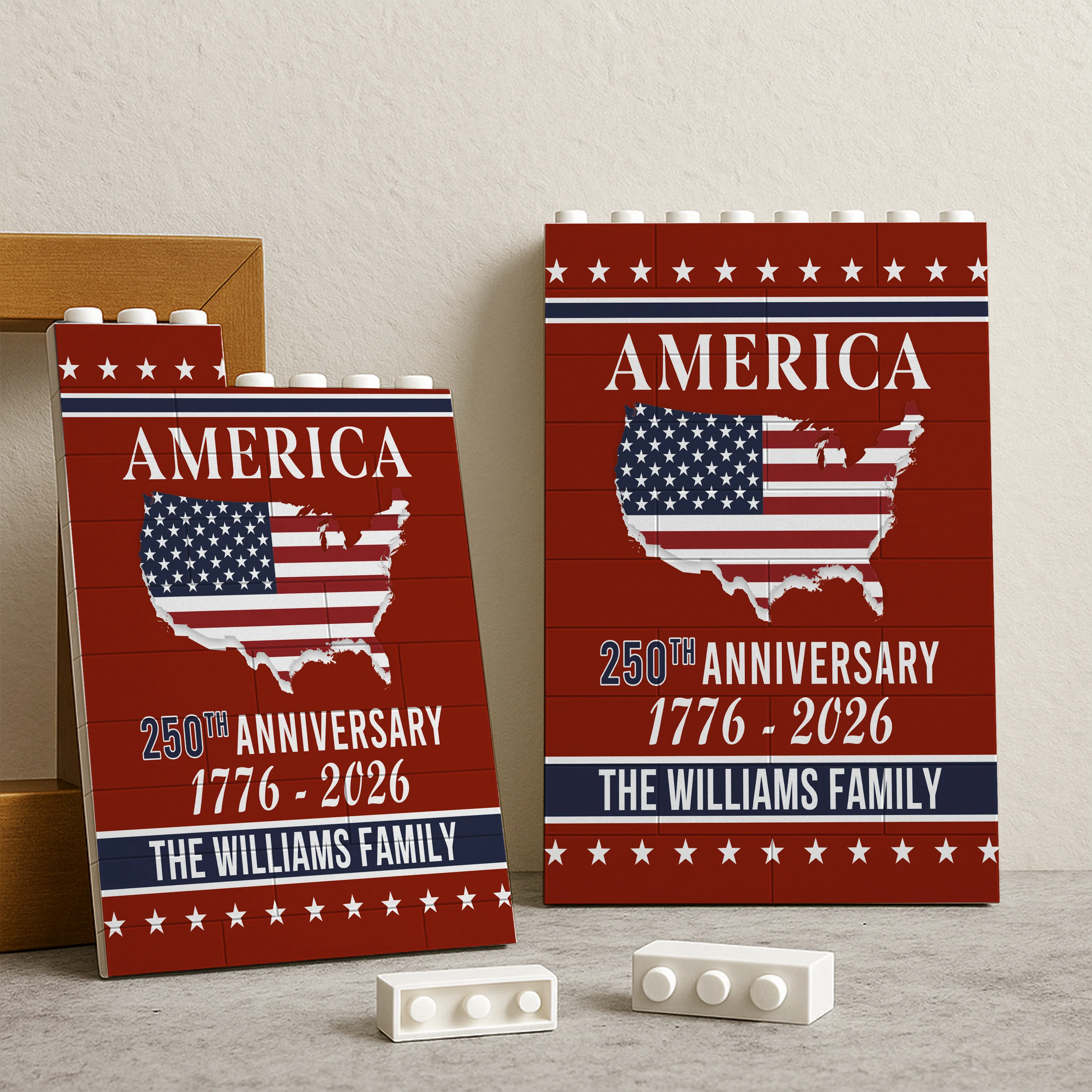 Personalized Family Name America 250th Anniversary Building Brick Blocks HA75 920536 - Image 2