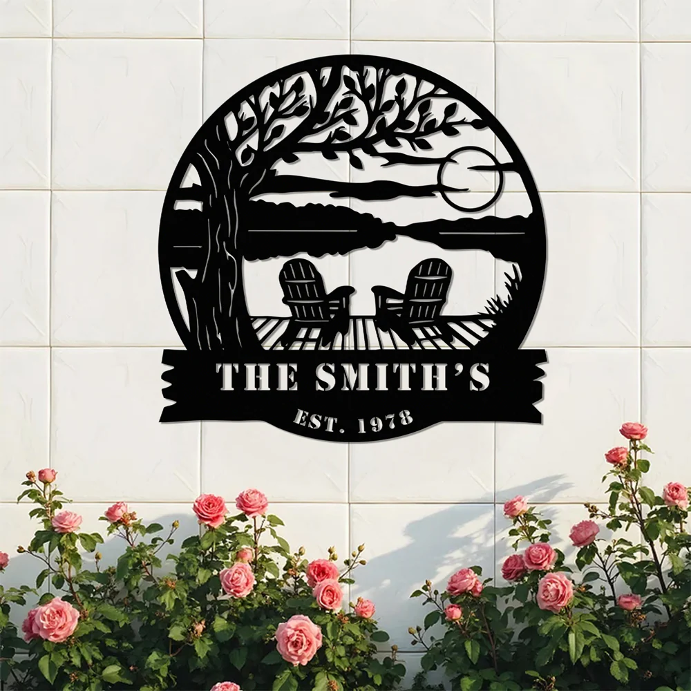 Personalized Family Name Lake House Metal Sign Gift For Couple Anniversary HA75 920016 - Image 4