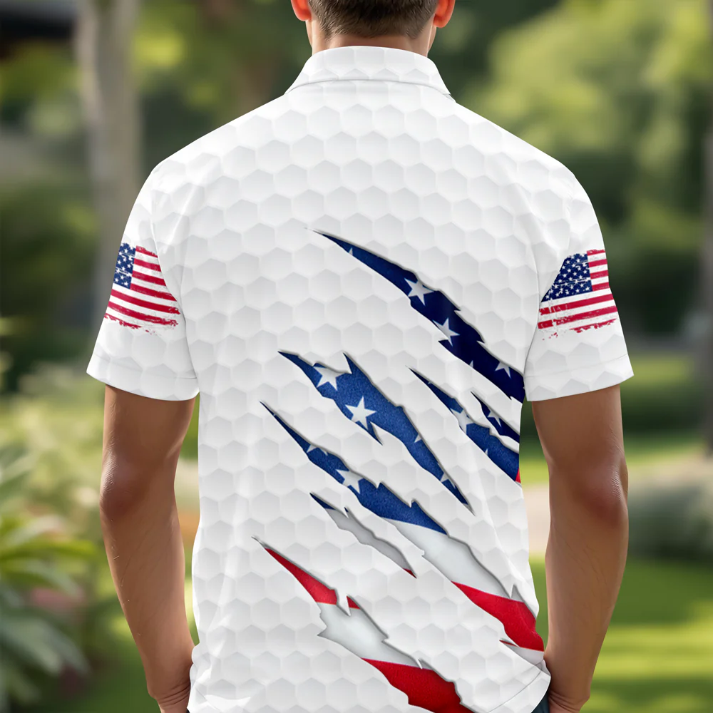 Personalized Golf Ball Pattern America Flag Polo Shirt Gift For Golfer, Golf Lovers HA75 898576 - Image 3