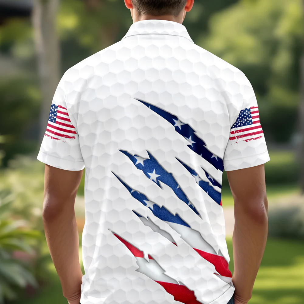Personalized Golf Ball Pattern America Flag Polo Shirt Gift For Golfer, Golf Lovers HA75 898678 - Image 2
