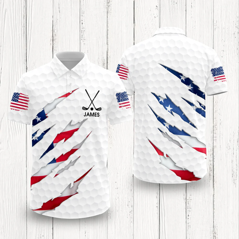 Personalized Golf Ball Pattern America Flag Polo Shirt Gift For Golfer, Golf Lovers HA75 898678 - Image 6