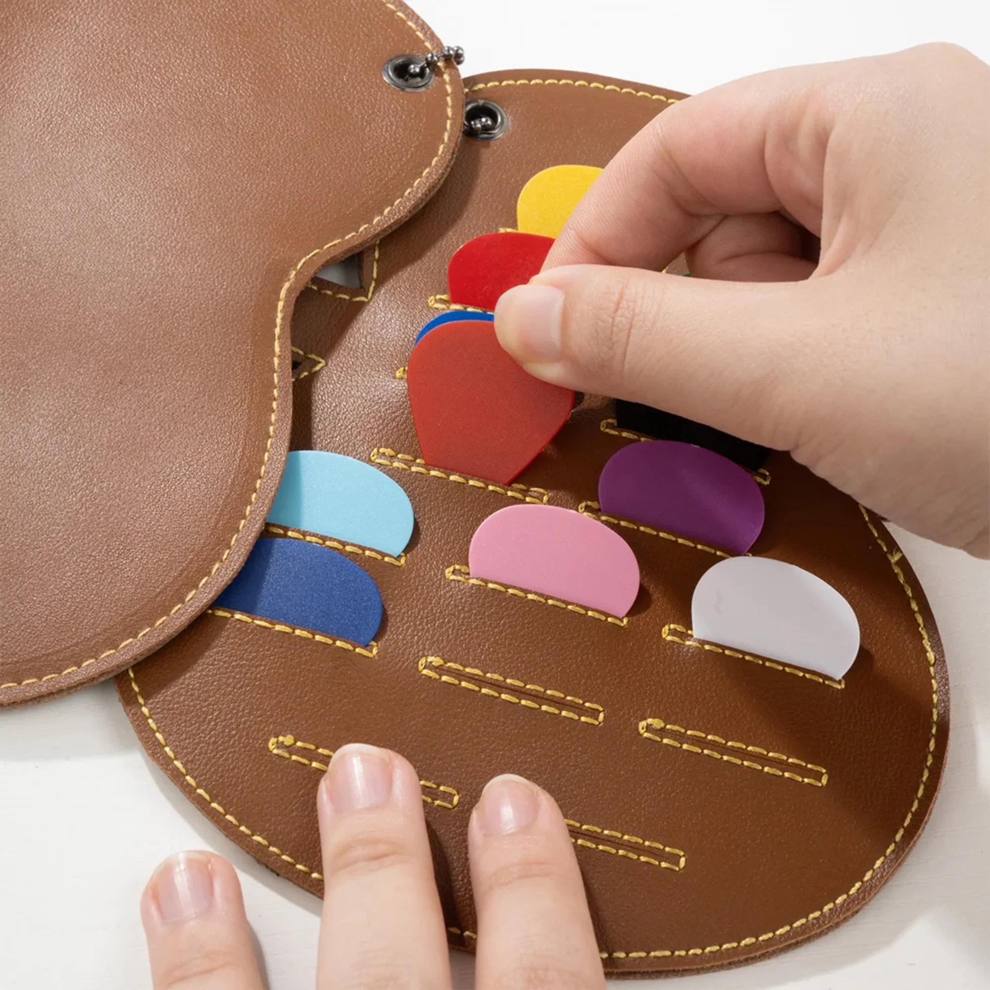 Personalized Guitar-Shaped PU Leather Guitar Picks Storage Case And Key Ring Gift for Guitar Player HA75 898500 - Image 3