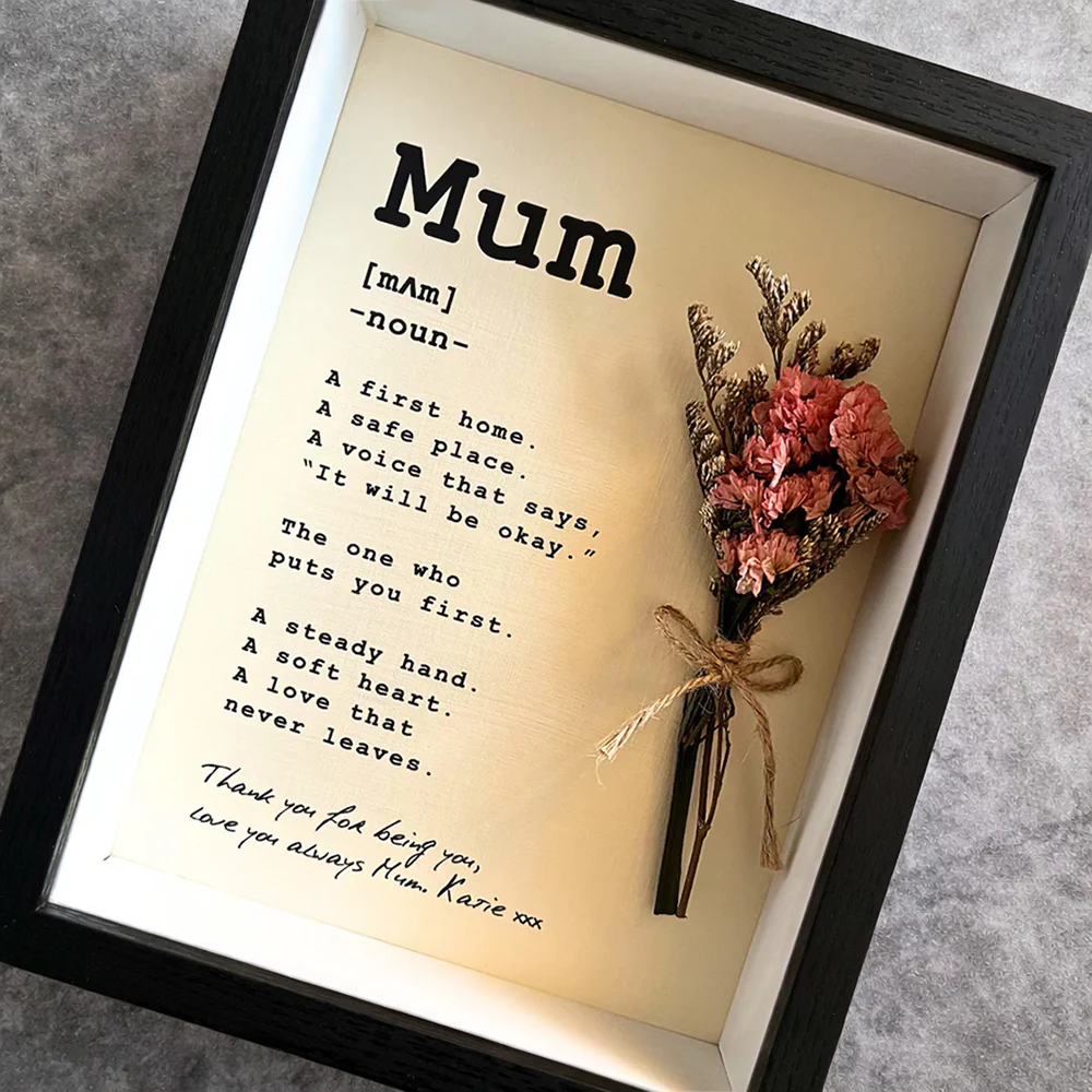Personalized Mum Shadow Box Frame With Mini Dry Flower Bouquet, Mothers Day Gift HA75 920798 - Image 2