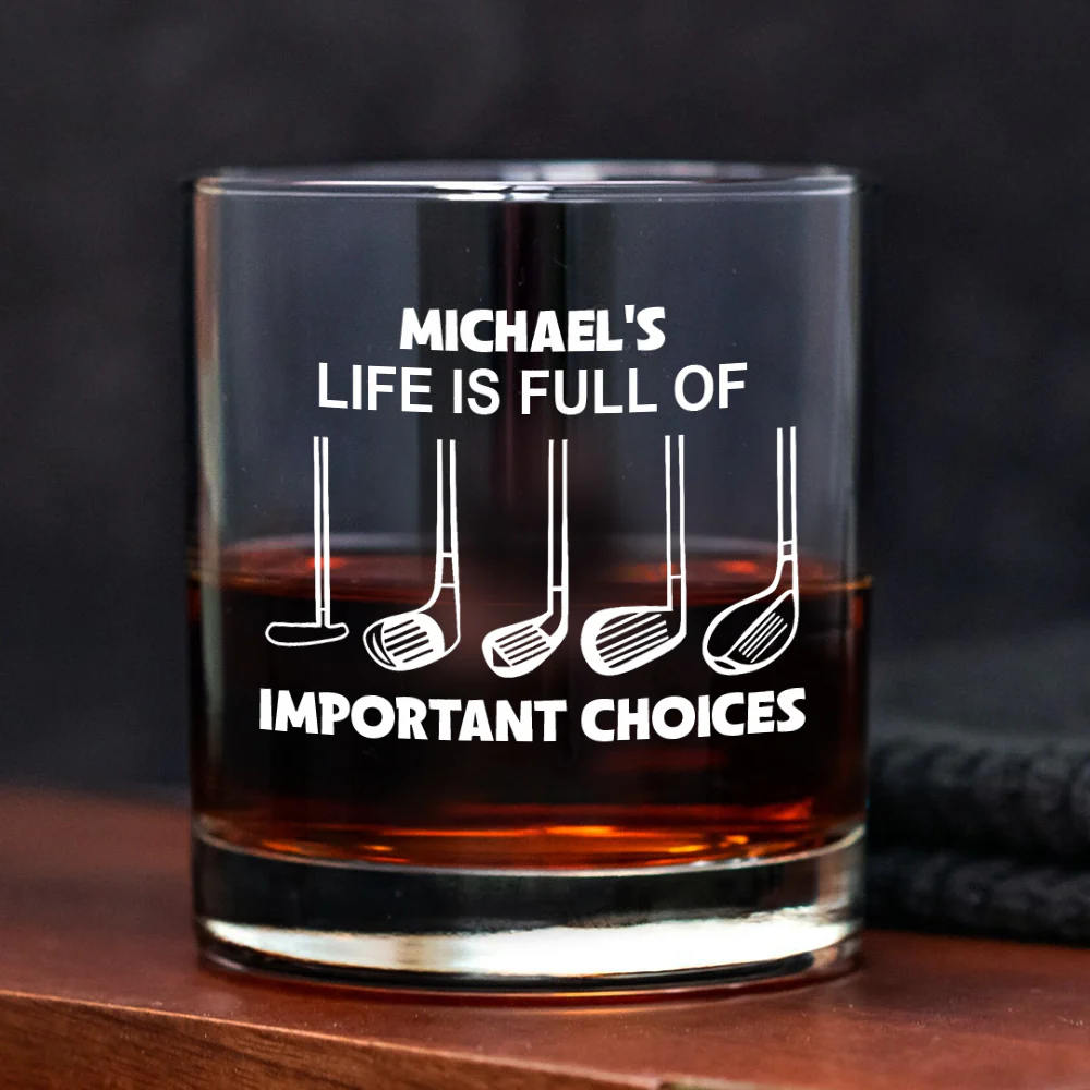 Personalized Name Life Is Full Of Choices Golf Engraved Rock Glass Gift for Golfer HA75 898530 - Image 3