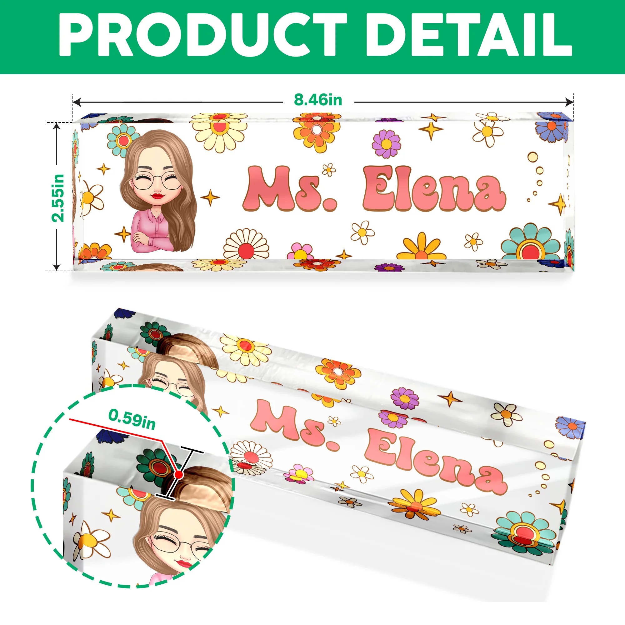 Personalized Teacher Acrylic Desk Name Plate Floral Pattern Gift for Teacher HA75 892624 - Image 7