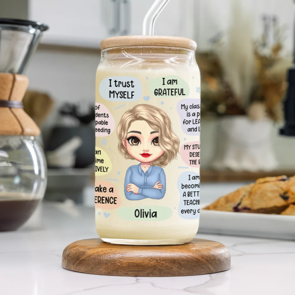 Personalized Teacher Daily Glass Can With Lid Gift For Teacher HA75 892620 - Image 6
