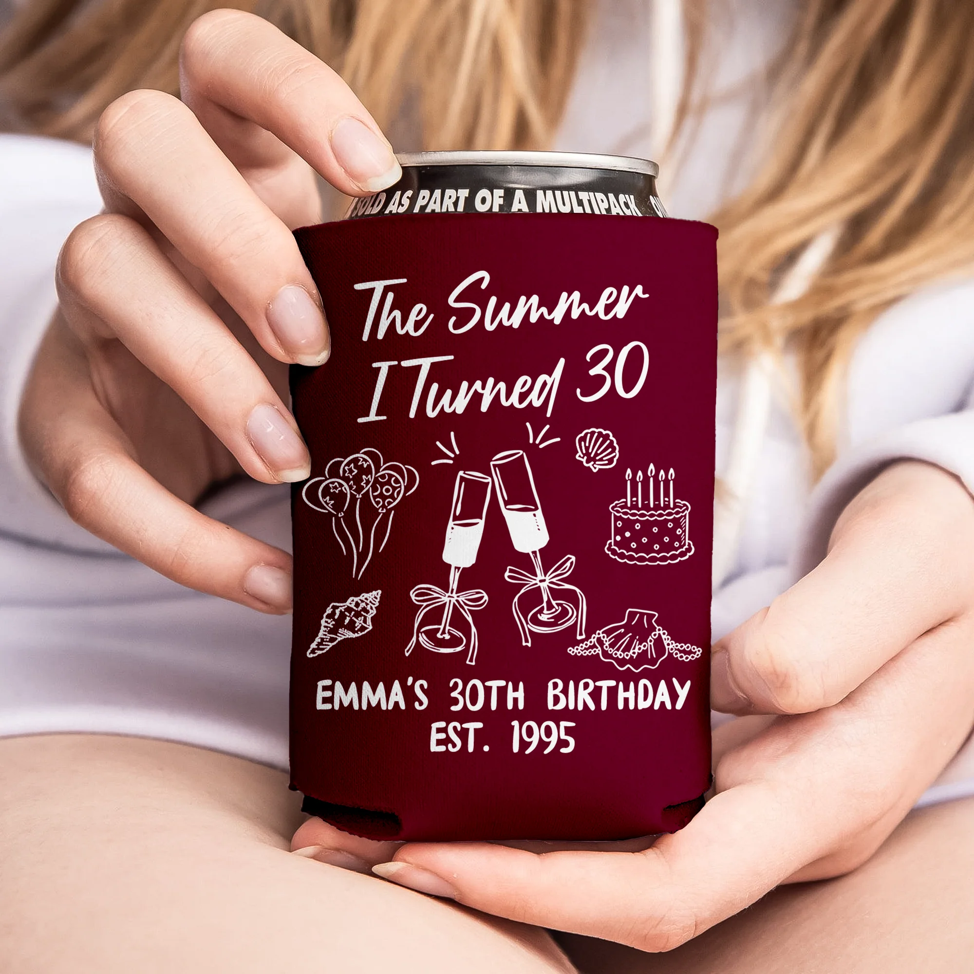 Personalized The Summer I Turned Thirty Birthday Print Full Can Cooler HA75 897030 - Image 2