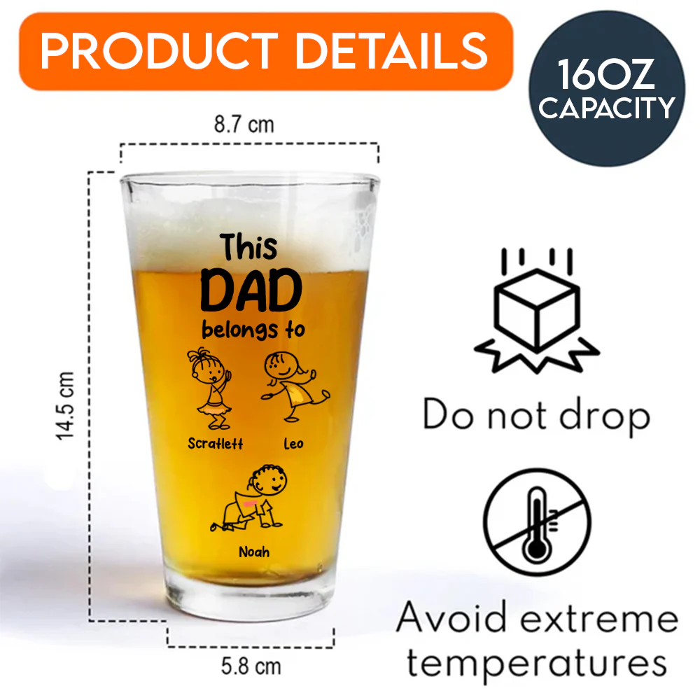 Personalized This Grandpa Belongs To Grandchildren Print Beer Glass HA75 892212 - Image 7