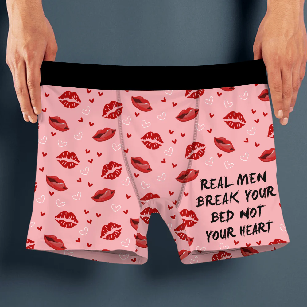 Real Men Break Your Bed Not Your Heart Man's Boxer Valentine's Day, Anniversary Gift HA75 891852 - Image 2