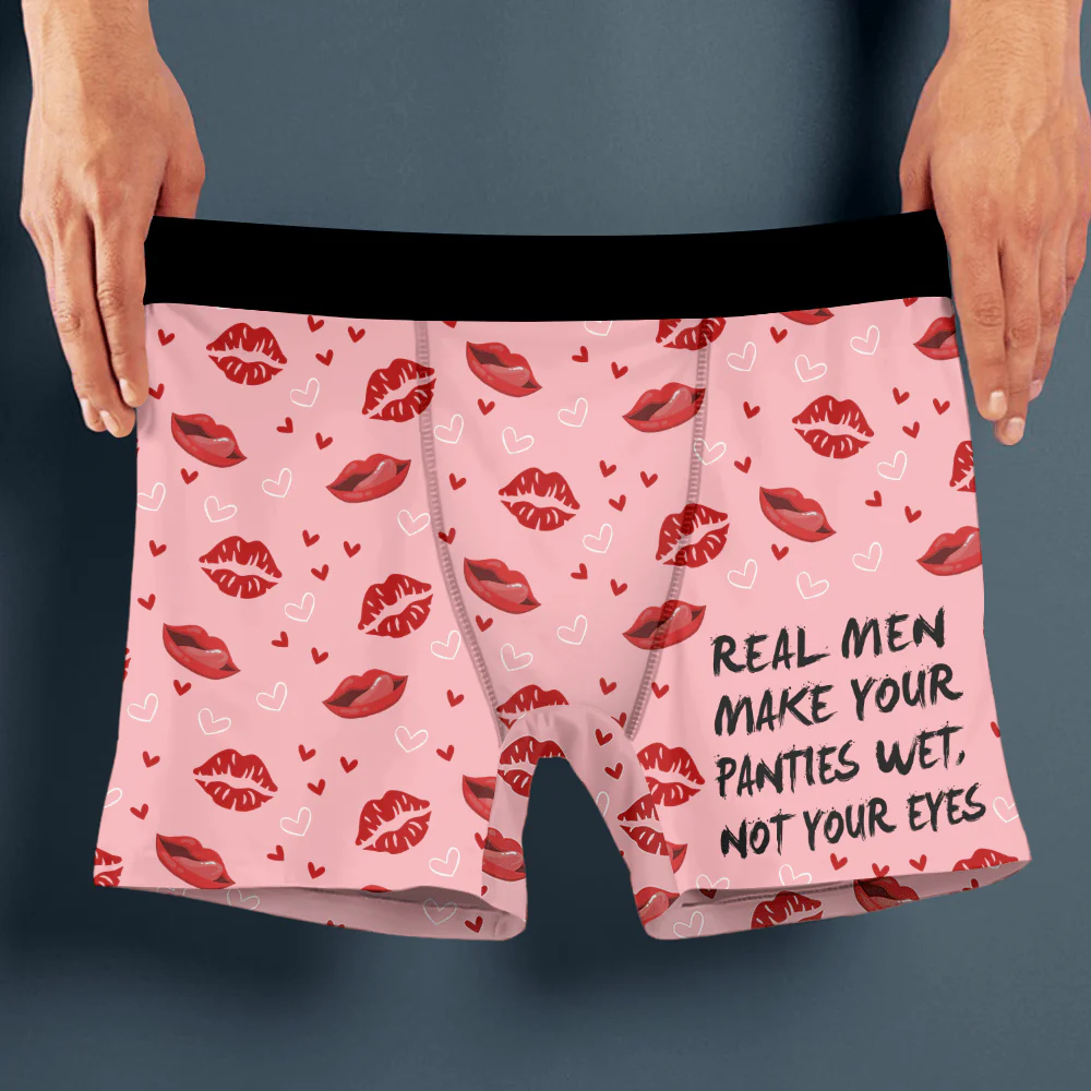 Real Men Make Your Panties Wet Not Your Eyes Man's Boxer Valentine's Day, Anniversary Gift HA75 891854 - Image 2
