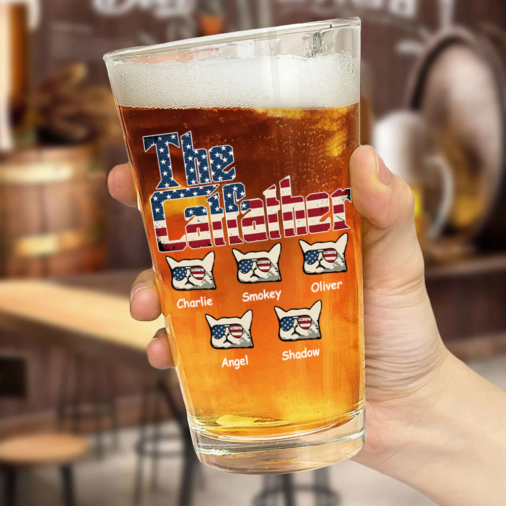 The Catfather US Flag Cat Personalized Print Beer Glass HA75 892414 - Image 2