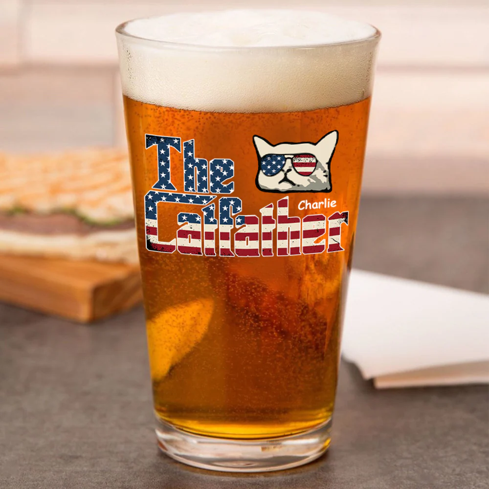 The Catfather US Flag Cat Personalized Print Beer Glass HA75 892414 - Image 3