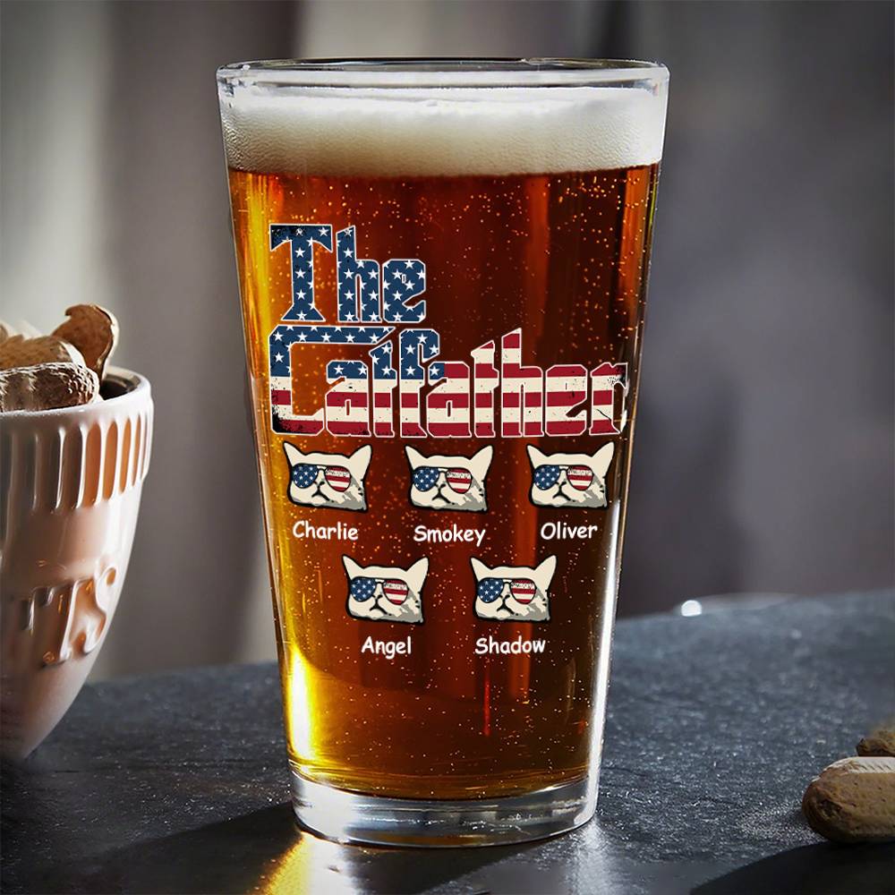 The Catfather US Flag Cat Personalized Print Beer Glass HA75 892414 - Image 4