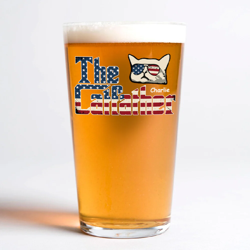 The Catfather US Flag Cat Personalized Print Beer Glass HA75 892414 - Image 5