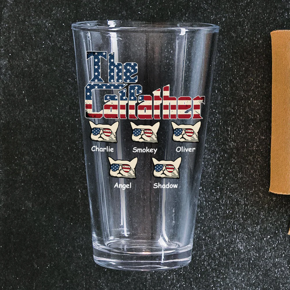 The Catfather US Flag Cat Personalized Print Beer Glass HA75 892414 - Image 6
