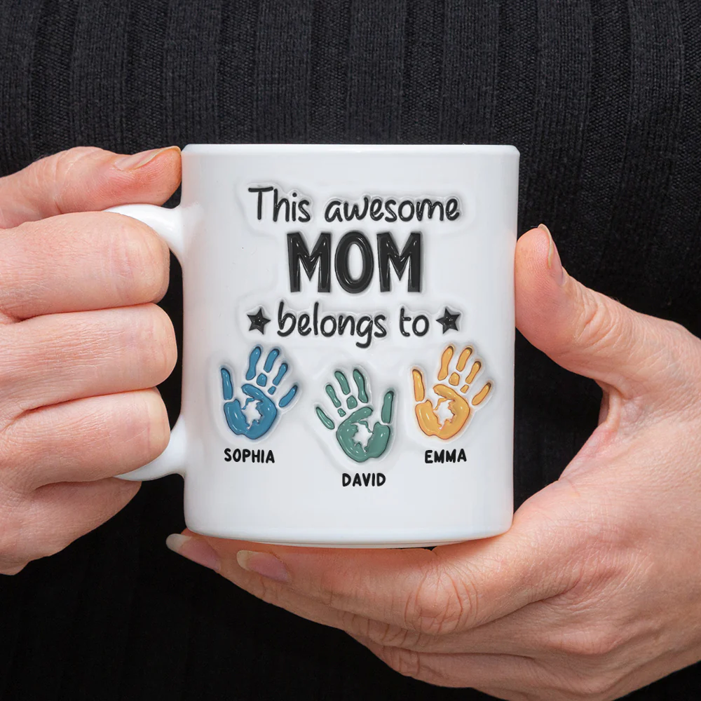 This Awesome Mom Belongs To 3D Inflated Mug Personalized Gift For Mother's Day HA75 892066 - Image 3