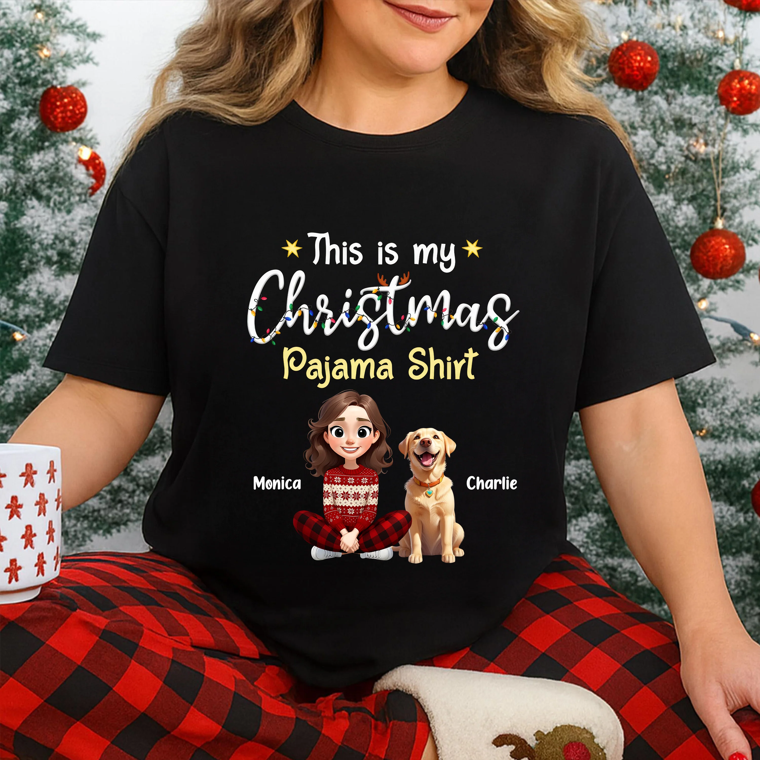This is My Christmas Pajamas Shirt Personalized Dog Dark Shirt HA75 898184 - Image 4